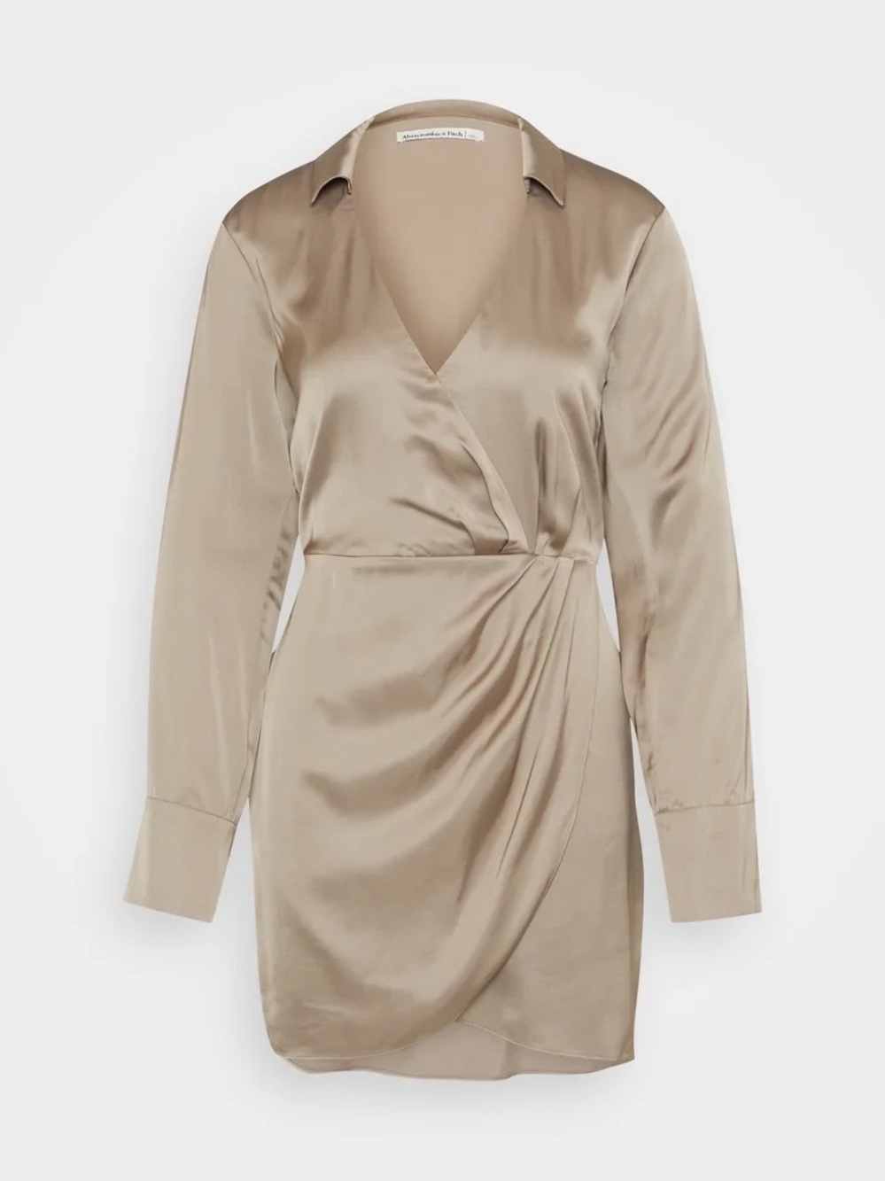 Abercrombie & Fitch Taupe Satin Wrap Mini Dress